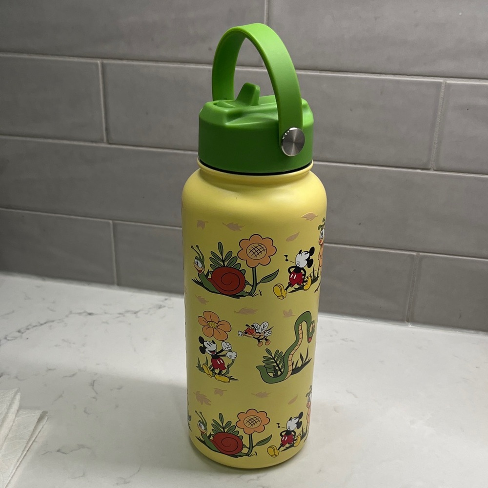 New Disney Parks Mickey’s Garden Rare Green and Yellow Mickey Mouse Water Bottle
